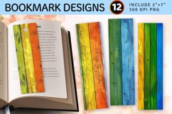 Rainbow Wooden PNG Bookmark Sublimation Designs Product Image 1