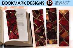 Burgundy and Gold Stained Glass PNG Bookmark Sublimation Des Product Image 1