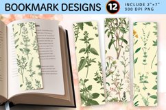 Cottagecore Vintage Botanical Herb PNG Bookmark Sublimation Product Image 1