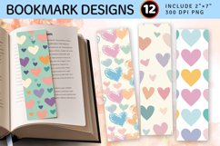 Pastel Hearts PNG Bookmark Sublimation Des Product Image 1