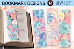 Pastel Felt Flowers PNG Bookmark Sublimation Designs Product Image 1