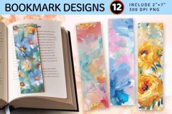 Pastel Oil Paint Flowers PNG Bookmark Sublimation Designs Product Image 1