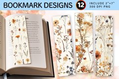 Watercolor Dried Flowers PNG Bookmark Sublimation Designs Product Image 1