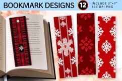 Red Knitted Christmas PNG Bookmark Sublimation Design Product Image 1