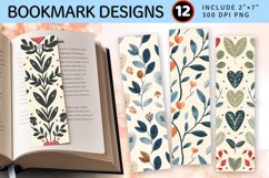 Vintage Cottagecore Hearts Leaves PNG Bookmark Sublimation Product Image 1