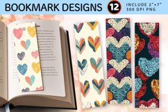 Cute Knitted Hearts PNG Bookmark Sublimation Designs Product Image 1