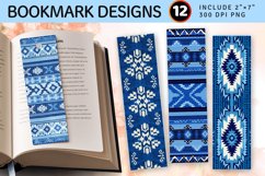 Aztec Knitted Blue Fabric PNG Bookmark Sublimation Designs Product Image 1