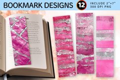 Pink and Silver Glam Edge PNG Bookmark Sublimation Design Product Image 1