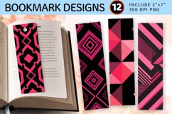 Pink and Black Geometric PNG Bookmark Sublimation Design Product Image 1