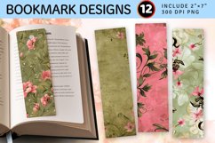 Pink and Olive Luxury Floral PNG Bookmark Sublimation Design Product Image 1
