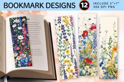 Wildflowers Garden Stitch Fabric PNG Bookmark Sublimation De Product Image 1