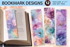 Pastel Alcohol Ink Flowers PNG Bookmark Sublimation Designs Product Image 1