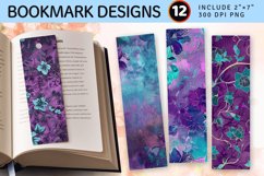 Purple and Turquoise Luxury Floral PNG Bookmark Sublimation Product Image 1
