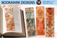 Watercolor and Copper Damask PNG Bookmark Sublimation Design Product Image 1