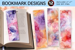 Watercolor Pastel Alcohol Ink Flowers PNG Bookmark Sublimati Product Image 1