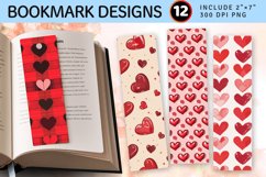 Hearts Valentines Day Plaid PNG Bookmark Sublimation Designs Product Image 1