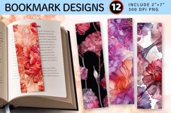Luxury Carnation Alcohol Ink Flowers PNG Bookmark Sublimatio Product Image 1