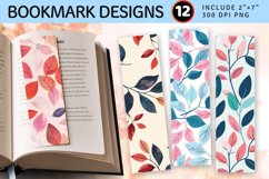 Cute Romantic Leaves PNG Bookmark Sublimation Designs Product Image 1
