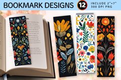 Rustic Folk Wildflowers Floral PNG Bookmark Sublimation Desi Product Image 1