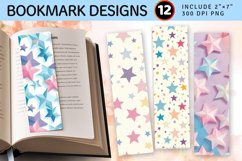 Pastel Gentle Sweet Stars PNG Bookmark Sublimation Design Product Image 1