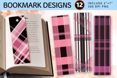 Pink &amp; Black Plaid Stripes PNG Bookmark Sublimation Designs Product Image 1