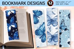 Winter Blue Butterfly PNG Bookmark Sublimation Designs Product Image 1