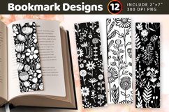 Black White Mini Garden PNG Bookmark Sublimation Designs Product Image 1