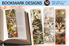 Kitten in Wildflowers PNG Bookmark Sublimation Designs Product Image 1