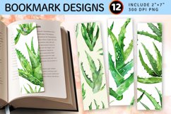 Aloe Vera Watercolor PNG Bookmark Sublimation Design Product Image 1