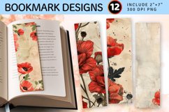 Poppy Floral Junk Journal PNG Bookmark Sublimation Designs Product Image 1
