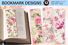 Pink Flowers PNG Bookmark Sublimation Designs Product Image 1