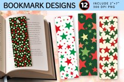 Red &amp; Green Stars PNG Bookmark Sublimation Designs Product Image 1