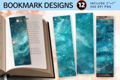 Teal Galaxy Glitter PNG Bookmark Sublimation Design Product Image 1