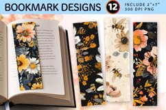 Boho Floral Honeybee PNG Bookmark Sublimation Designs Product Image 1