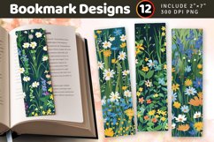 Spring Wildflowers Garden PNG Bookmark Sublimation Designs Product Image 1