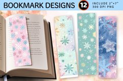 Pastel Winter Snowflakes PNG Bookmark Sublimation Designs Product Image 1