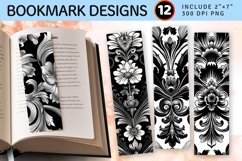 Monochrome Majesty PNG Bookmark Sublimation Design Product Image 1