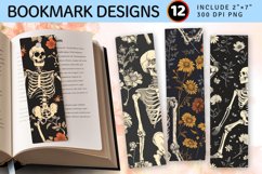 Skeleton Flower Halloween PNG Bookmark Sublimation Design Product Image 1