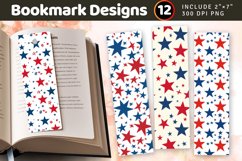 4th of July Star &amp; Stripe PNG Bookmark Sublimation Designs Product Image 1