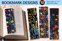 Rainbow Wildflowers PNG Bookmark Sublimation Designs Product Image 1