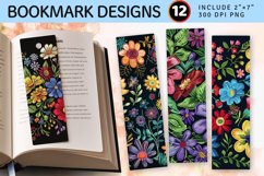 Summer Embroidery Floral Flower PNG Bookmark Sublimation Des Product Image 1