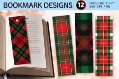 Red &amp; Green Plaid PNG Bookmark Sublimation Designs Product Image 1