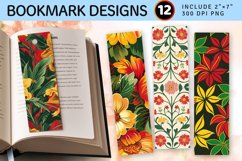 Red Green &amp; Yellow Floral PNG Bookmark Sublimation Designs Product Image 1