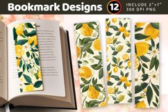 Summer Lemons Garden PNG Bookmark Sublimation Designs Product Image 1