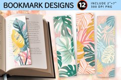 Pastel Jungle Tropical Leaf PNG Bookmark Sublimation Des Product Image 1