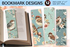 Cute Floral Sparrow PNG Bookmark Sublimation Designs Product Image 1