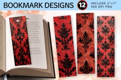 Red and Black Damask PNG Bookmark Sublimation Design Product Image 1