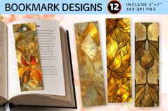 Gold Lotus Stained Glass PNG Bookmark Sublimation Design Product Image 1