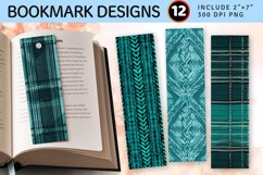 Teal Knitted Plaid PNG Bookmark Sublimation Designs Product Image 1