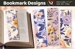 Peach &amp; Lavender Floral PNG Bookmark Sublimation Designs Product Image 1